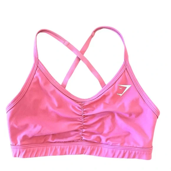 Gymshark Dark Pink Ruched Training Sports Bra Size Small - Picture 3 of 15